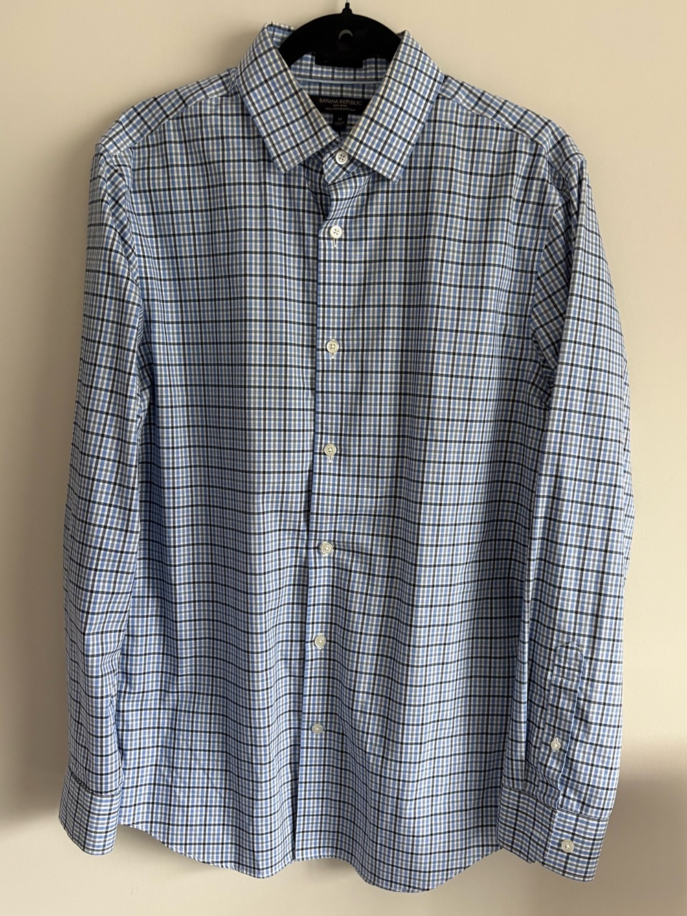 Banana Republic Light Blue & Navy Windowpane Dress Shirt